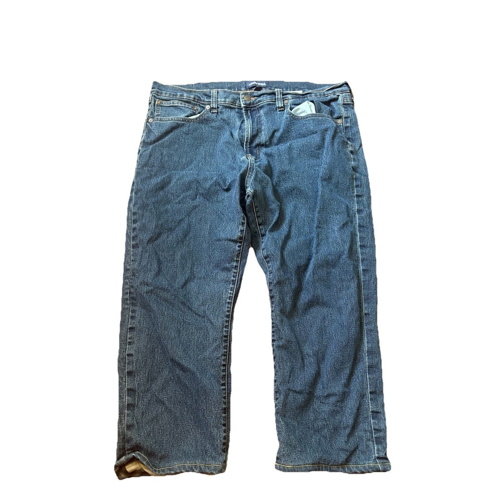 Lands' End Men's Classic Flannel Lined Jeans Blue Hemmed 38x29